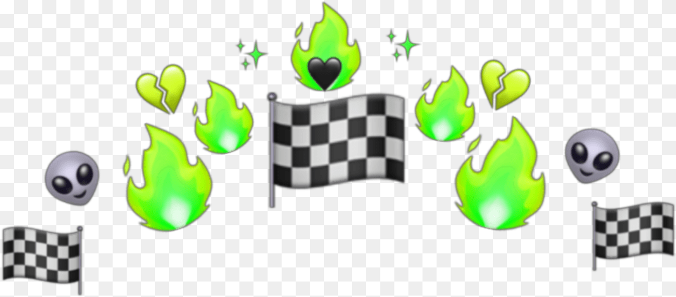 Green Flame Alien Checkerboard Emoji Crown Sparkle Tractor Free Png Download