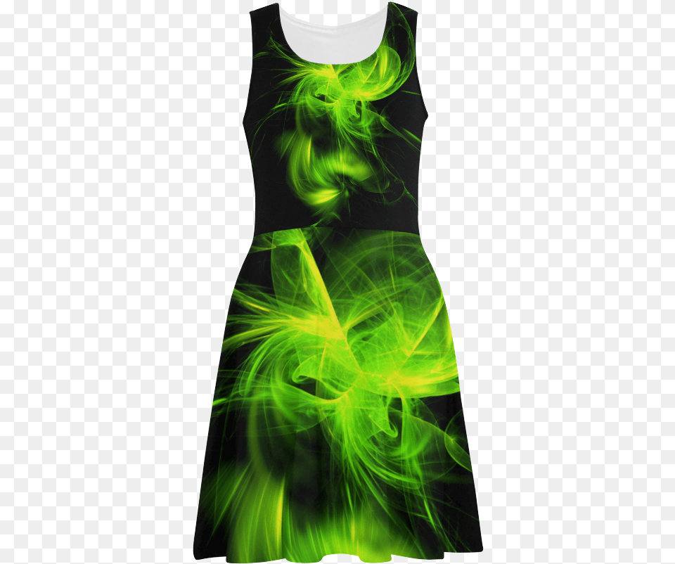 Green Flame Fractal Atalanta Sundress Cocktail Dress, Clothing, Accessories, Female, Adult Free Png Download
