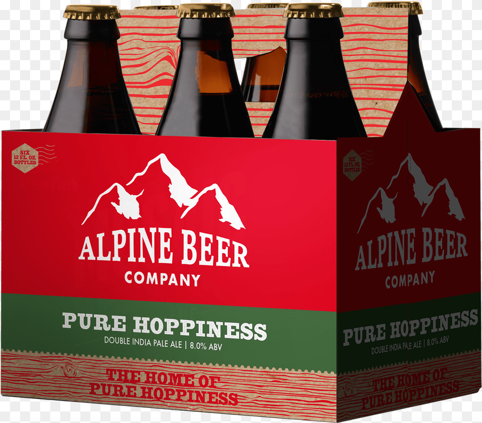 Green Flash Taking Alpine Beer Company39s Popular Double Alpine Pure Hoppiness Double Ipa 6 Pack 12 Fl Oz, Alcohol, Beer Bottle, Beverage, Bottle Png