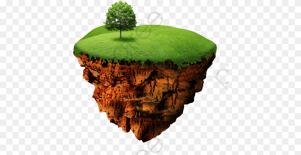 Green Floating Island Clipart Tree Stump, Cliff, Plant, Outdoors, Nature Free Png