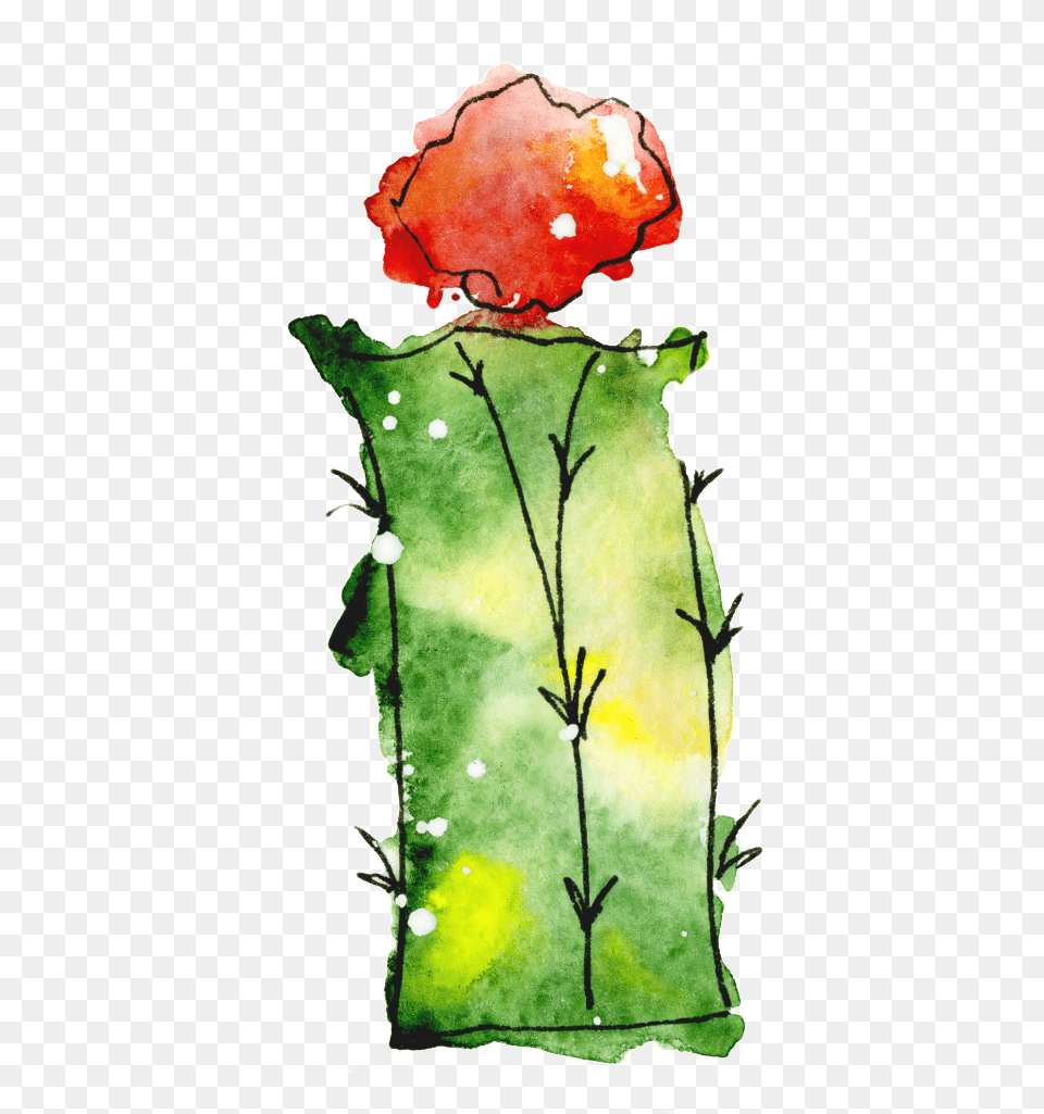 Green Flower Cactus Watercolor Hand Painted Transparent Watercolor Painting, Plant, Rose Png