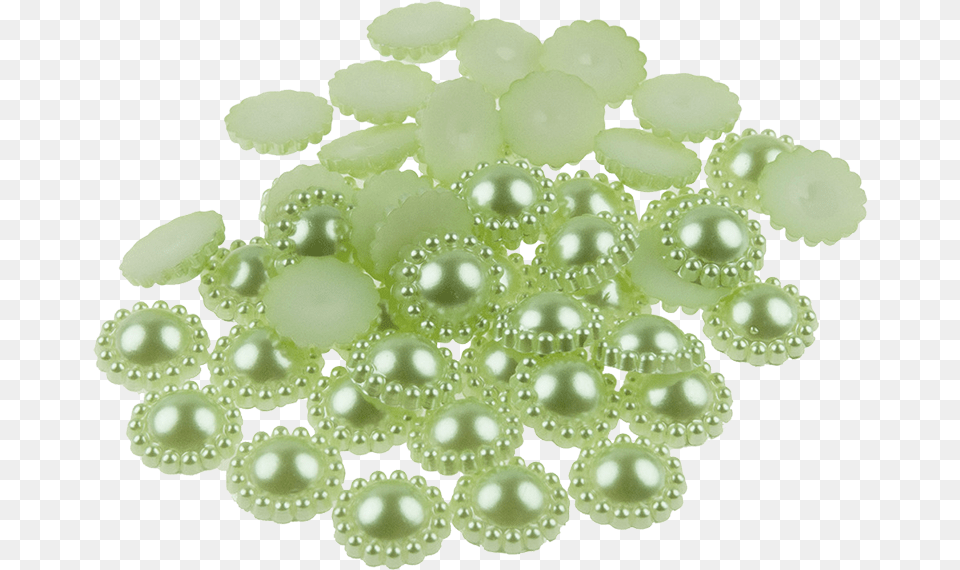 Green Flower Shape Flat Back Pearl 12mm Circle, Accessories, Jewelry, Plant, Food Free Transparent Png