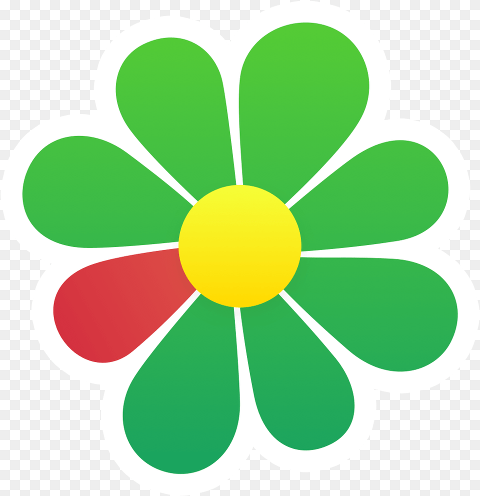 Green Flower With Red Petal Logo Icq Logo, Daisy, Plant, Anemone, Ball Free Png