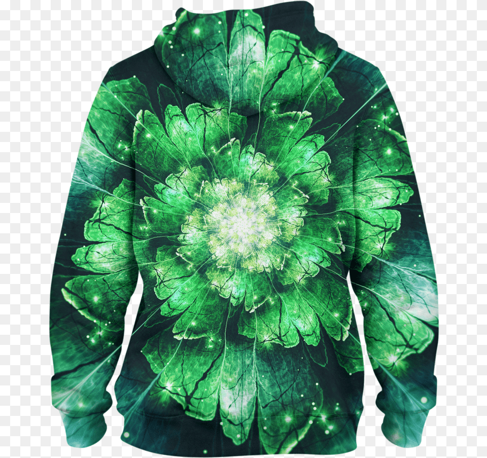 Green Flowers Pullover Hoodie Artificial Flower, Clothing, Coat, Plant, Jacket Free Png
