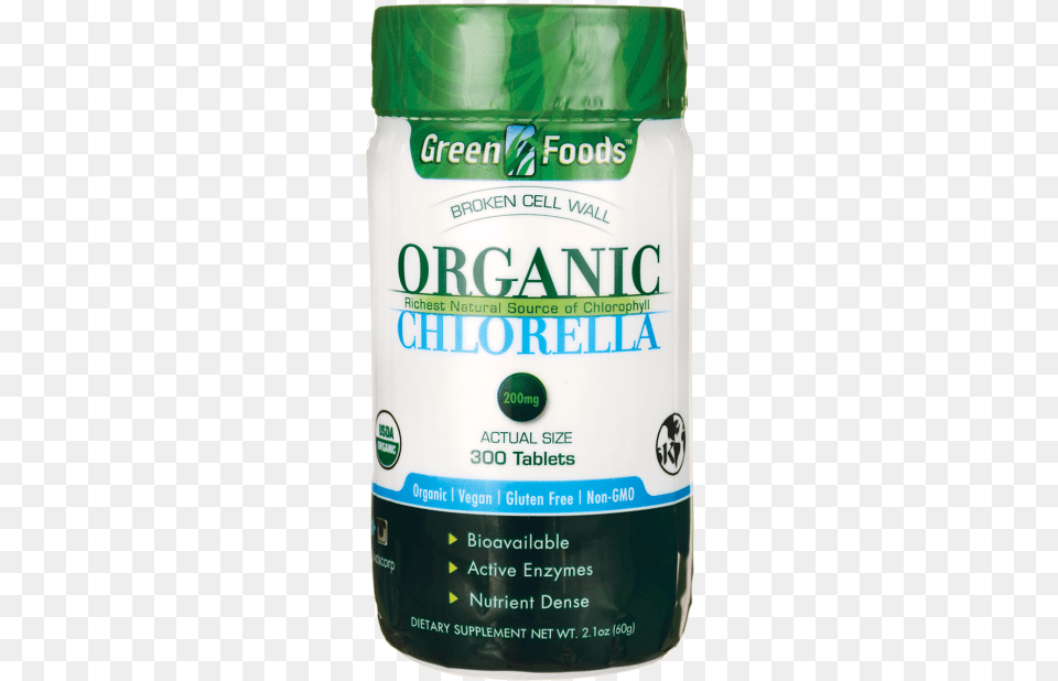 Green Foods Broken Cell Wall Organic Chlorella 200 Bottle, Herbal, Herbs, Plant, Can Free Png Download