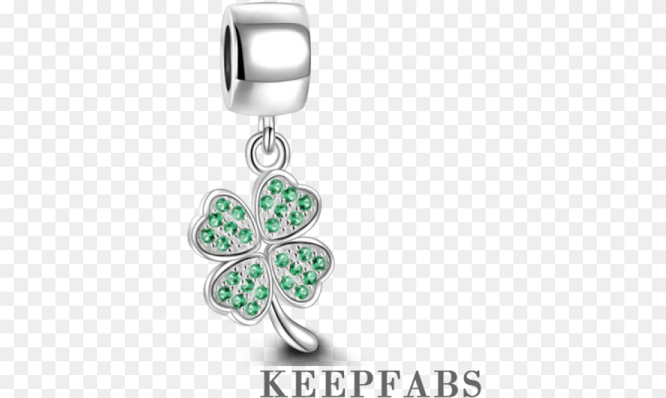 Green Four Leaf Clover Dangle Charm Silver Bracelet, Accessories, Earring, Jewelry, Gemstone Free Png Download