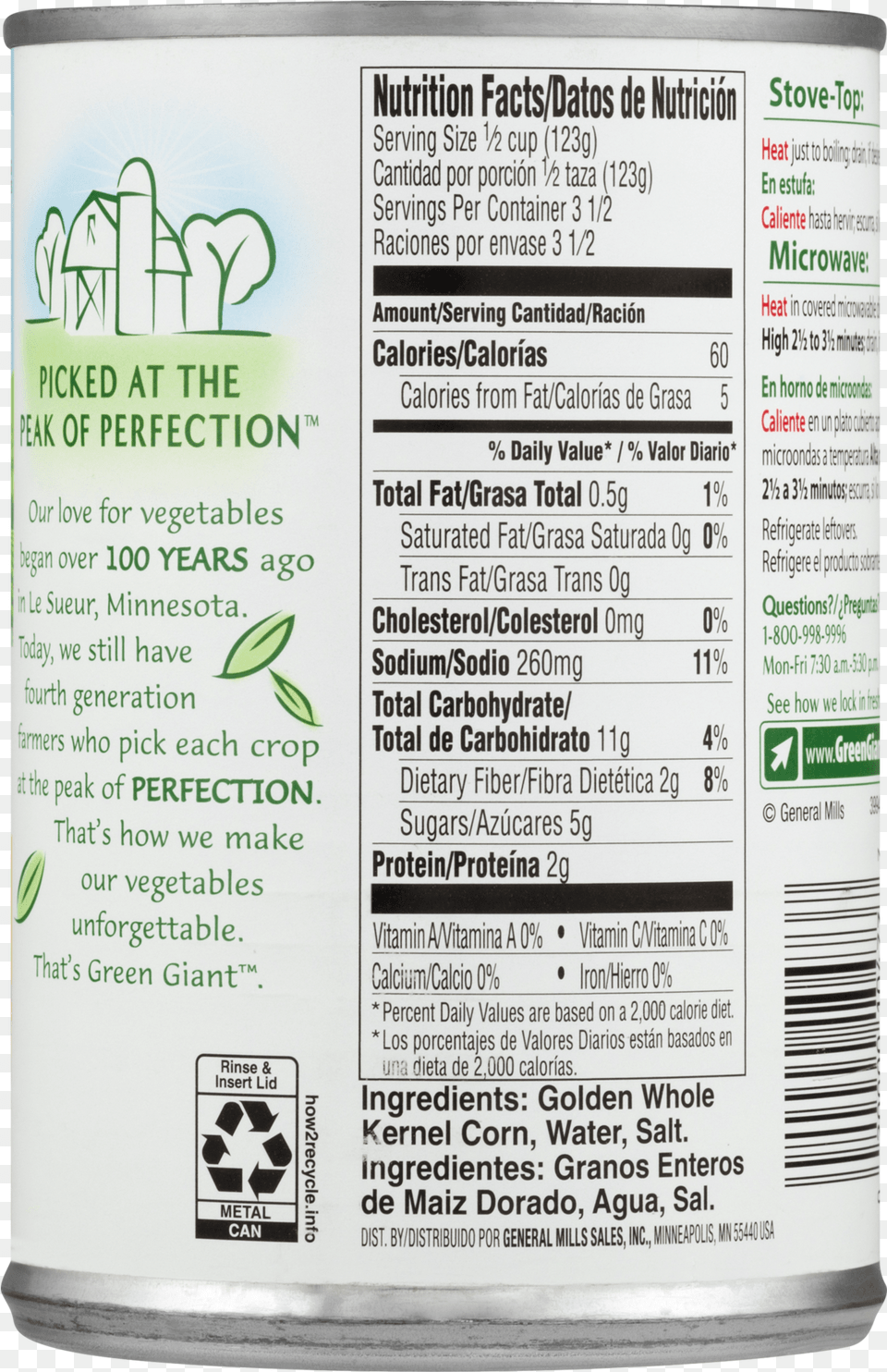 Green Giant Canned Sweet Peas Nutrition Label, Advertisement, Tin, Text, Poster Free Png Download