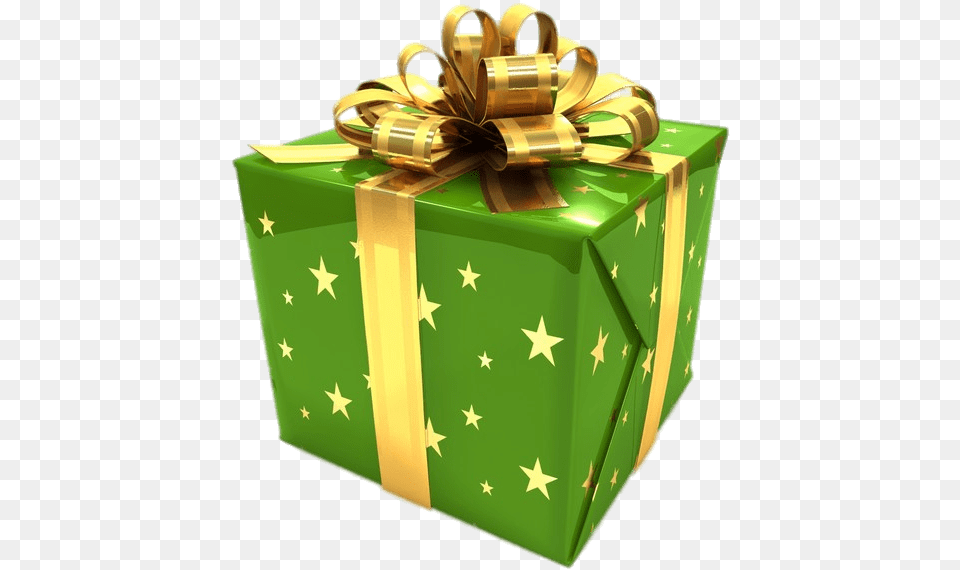 Green Gift Box With Golden Ribbon Green Gift Box, First Aid Png Image