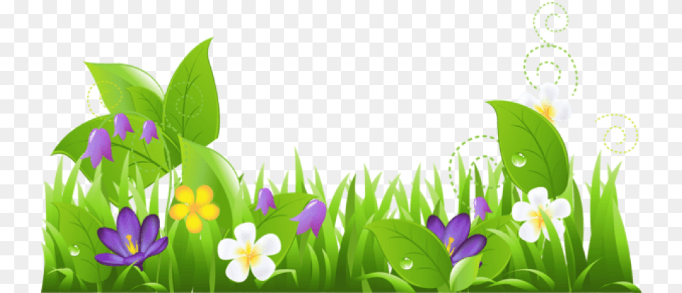 Green Grass With Flower Background, Art, Purple, Graphics, Plant Free Png Download