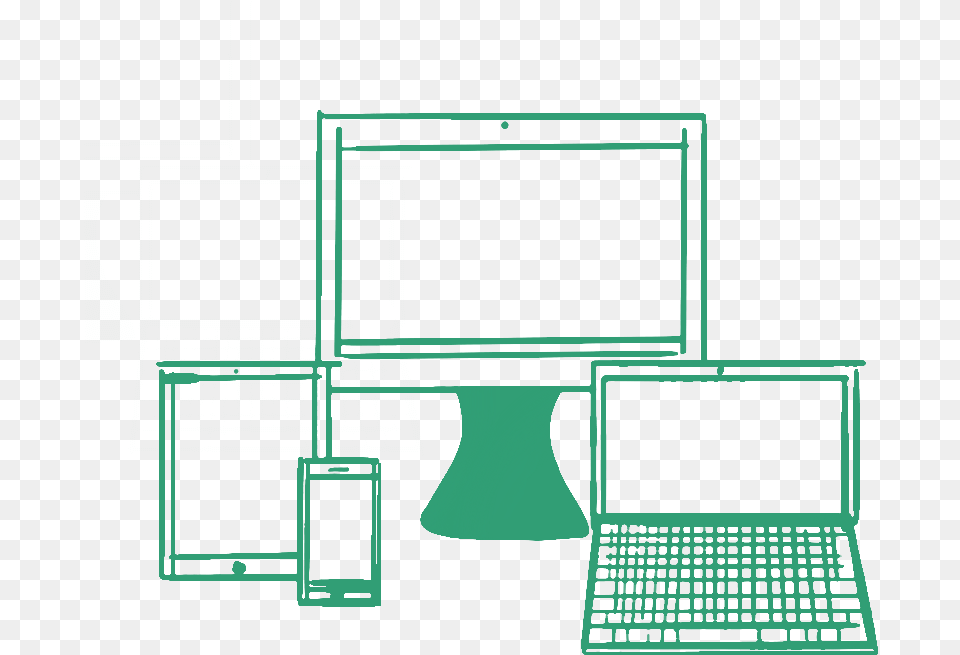 Green Hand Drawn Illustration Of A Tablet Desktop Parallel, Computer, Electronics, Pc, Laptop Free Png