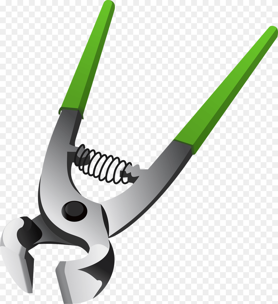 Green Handled Cutting Pliers Clipart, Device, Tool, Grass, Lawn Png