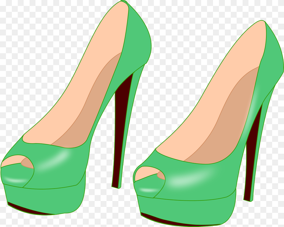 Green High Heeled Shoes Clipart, Clothing, Footwear, High Heel, Shoe Png Image