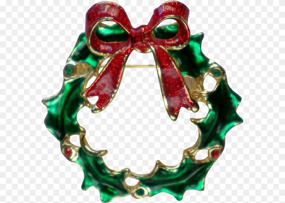 Green Holly Leaves Wreath For Christmas Holidays Pin Christmas Decoration, Accessories, Gemstone, Jewelry, Ornament Free Transparent Png