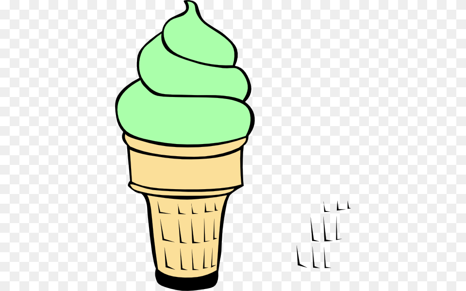 Green Ice Cream Cone Clipart Outline Of Ice Cream Cone, Dessert, Food, Ice Cream, Soft Serve Ice Cream Free Transparent Png