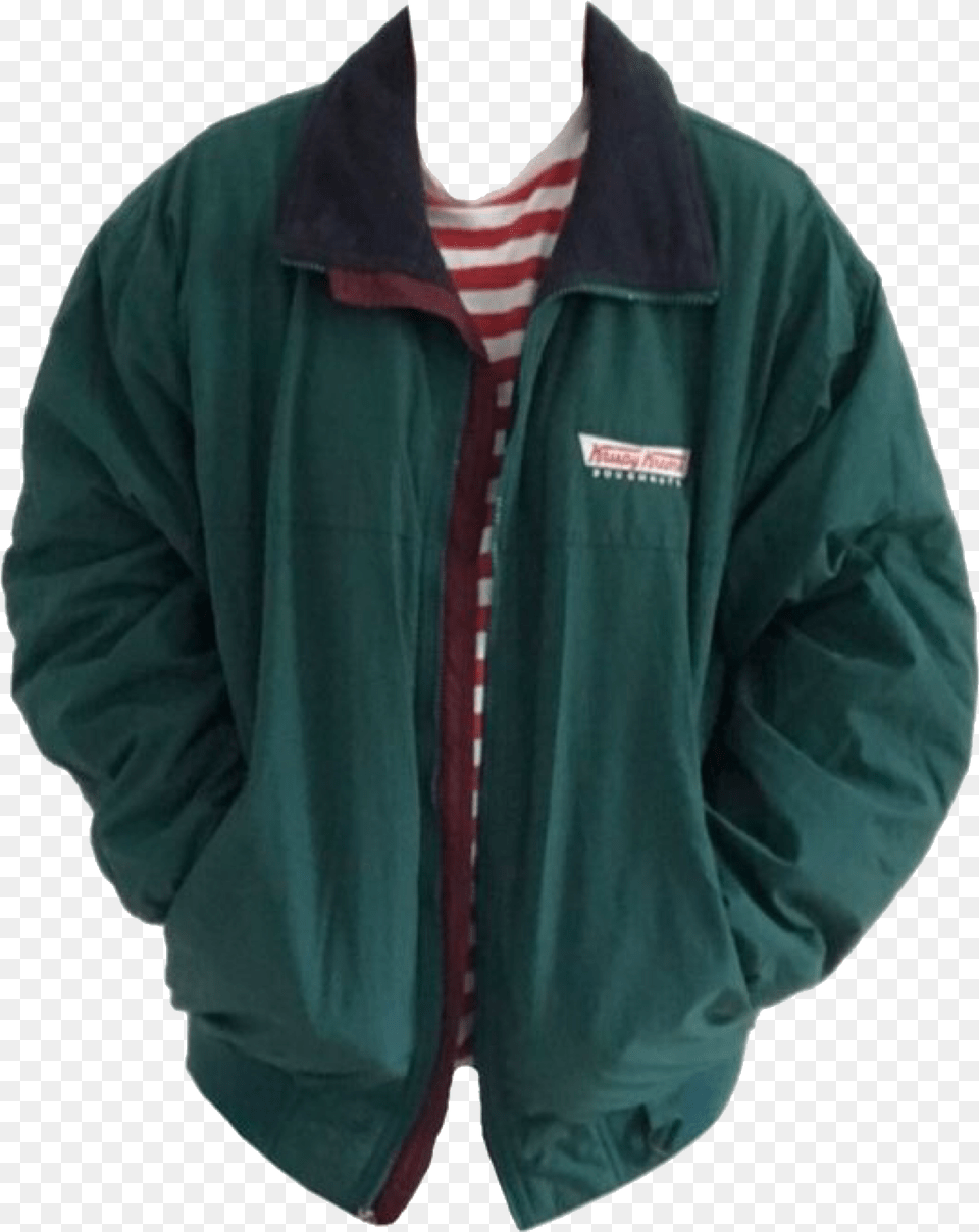 Green Krispy Kreme Jacket, Clothing, Coat, Fleece, Long Sleeve Png Image