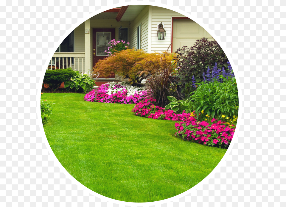 Green Lawn With Flower Beds, Backyard, Plant, Photography, Outdoors Free Png