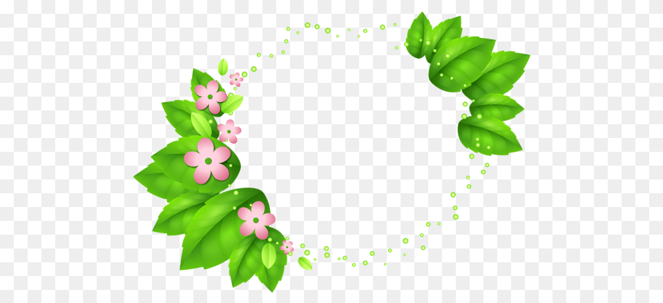 Green Leaf Circle Circleframe Frame Border Circleborder, Art, Graphics, Floral Design, Flower Png