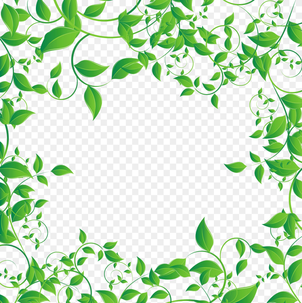 Green Leaves Border, Art, Floral Design, Graphics, Pattern Free Png Download