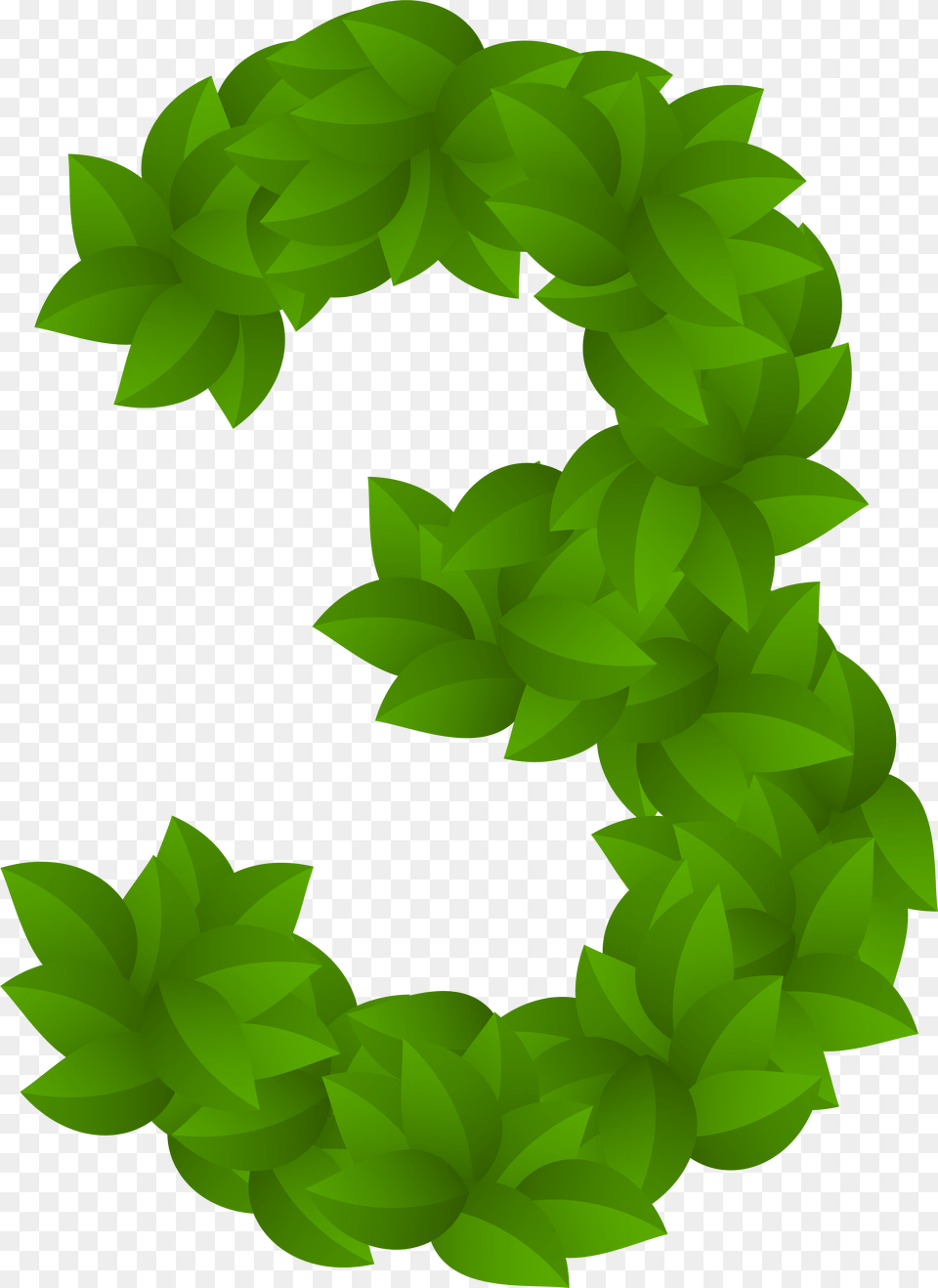 Green Leaves Numbers With Leaves Clipart Number 3 Leaf, Accessories, Ornament, Flower, Plant Free Png
