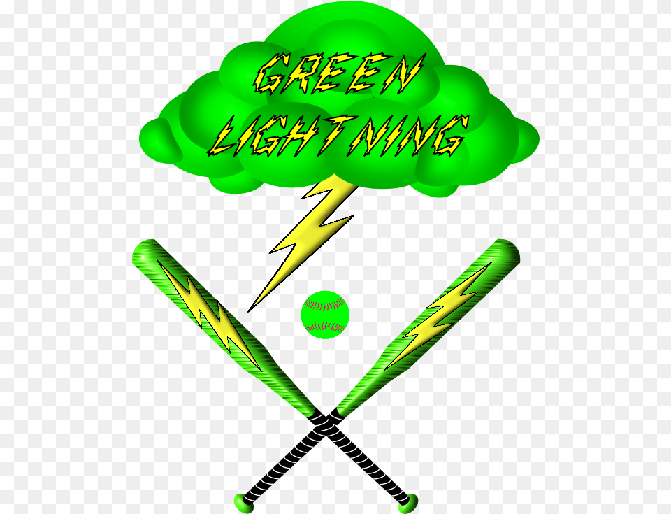 Green Lightning Softball For Baseball, People, Person, Baseball Bat, Sport Png