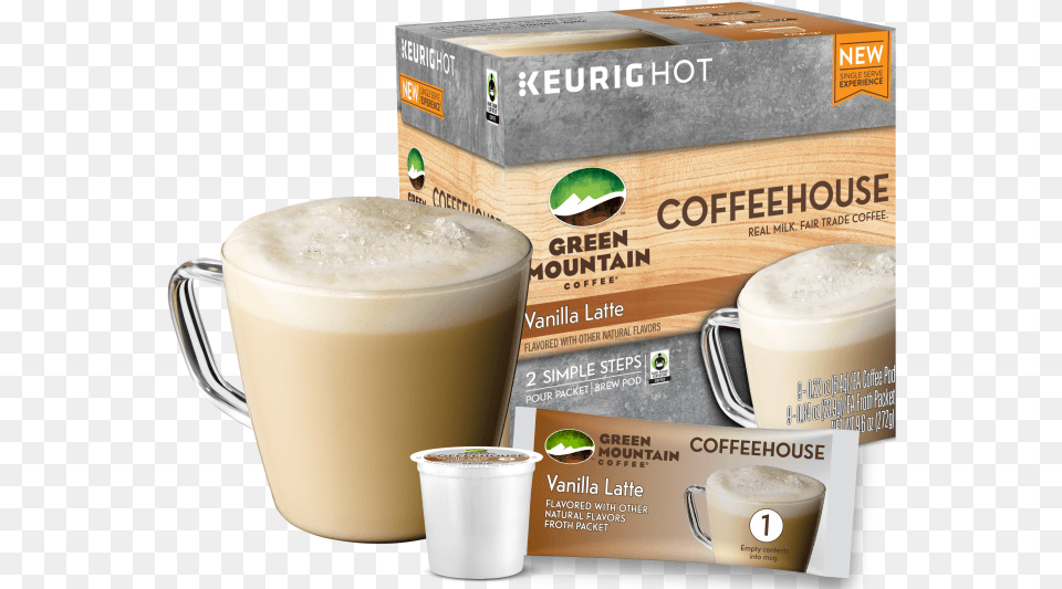 Green Mountain Coffee Coffeehouse Vanilla Latte Caramel Macchiato Coffee K Cups, Beverage, Coffee Cup, Cup, Milk Free Png Download