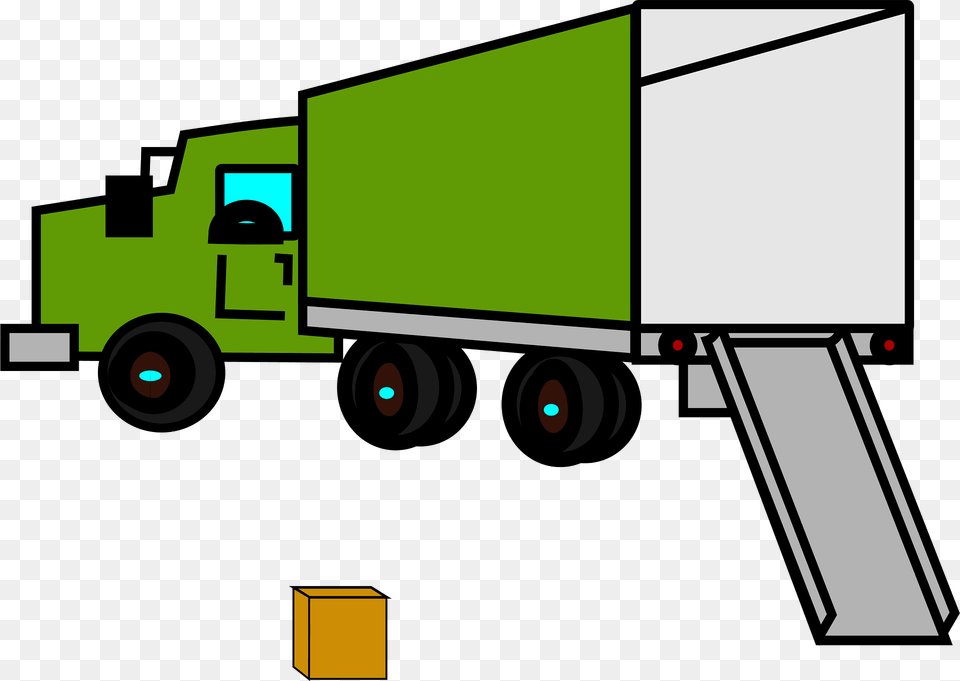 Green Moving Truck With Back Gate Open Clipart, Trailer Truck, Transportation, Vehicle, Bulldozer Free Png Download