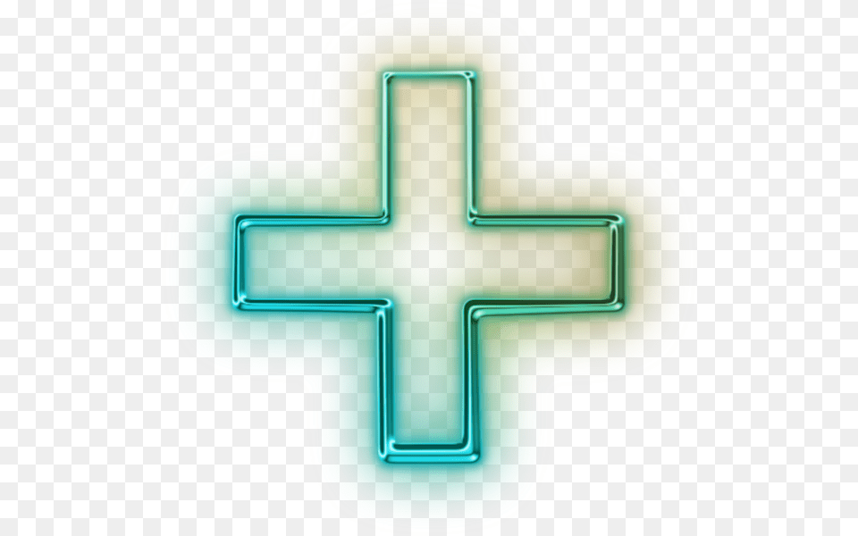 Green Neon Cross, Symbol, Logo Png