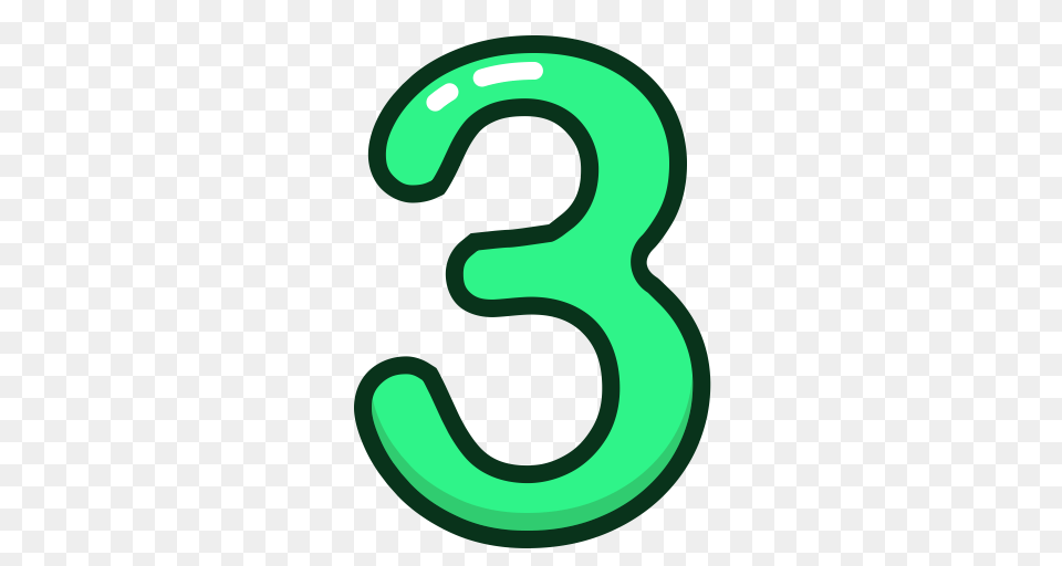 Green Number Numbers Study Three Icon, Symbol, Text Png Image