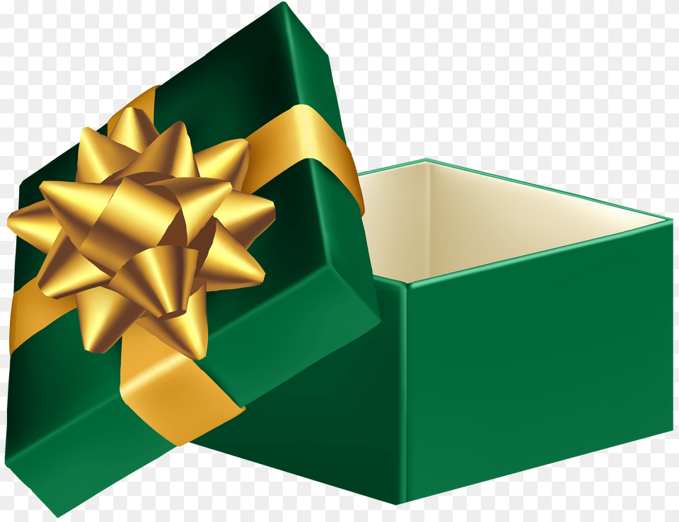 Green Open Gift Box Clip Art Free Png