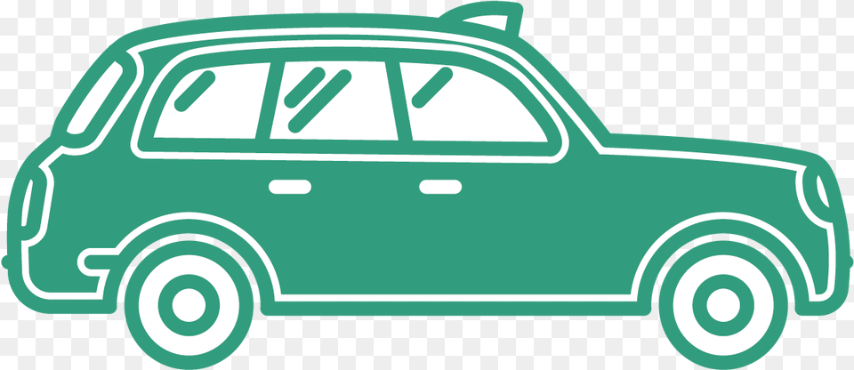 Green Outline Of Taxi With Entire Inside Filled In Taxi Front Clipart, Transportation, Vehicle, Car, Moving Van Free Png Download