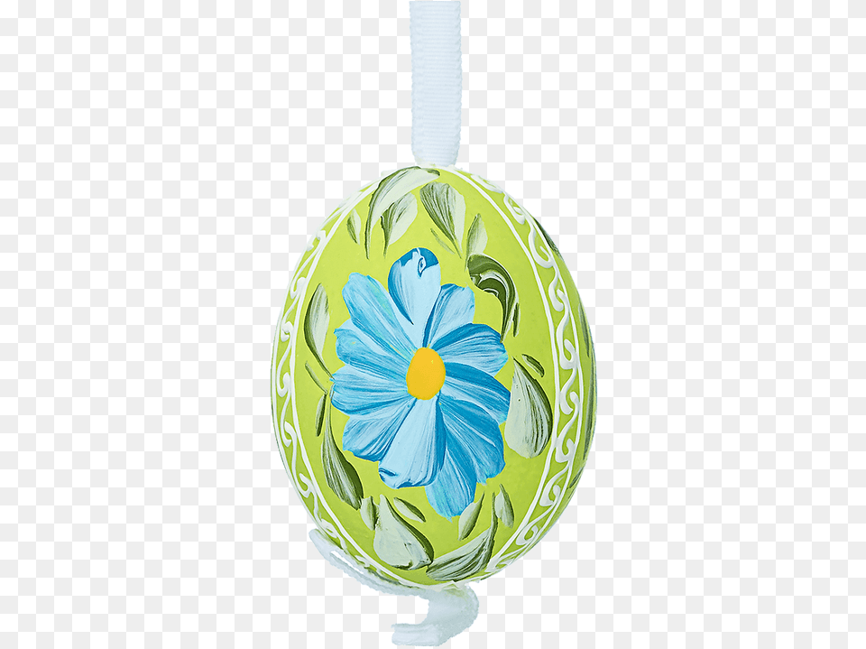Green Painted Easter Egg With Blue Flowers Locket, Accessories, Flower, Plant, Food Free Png Download