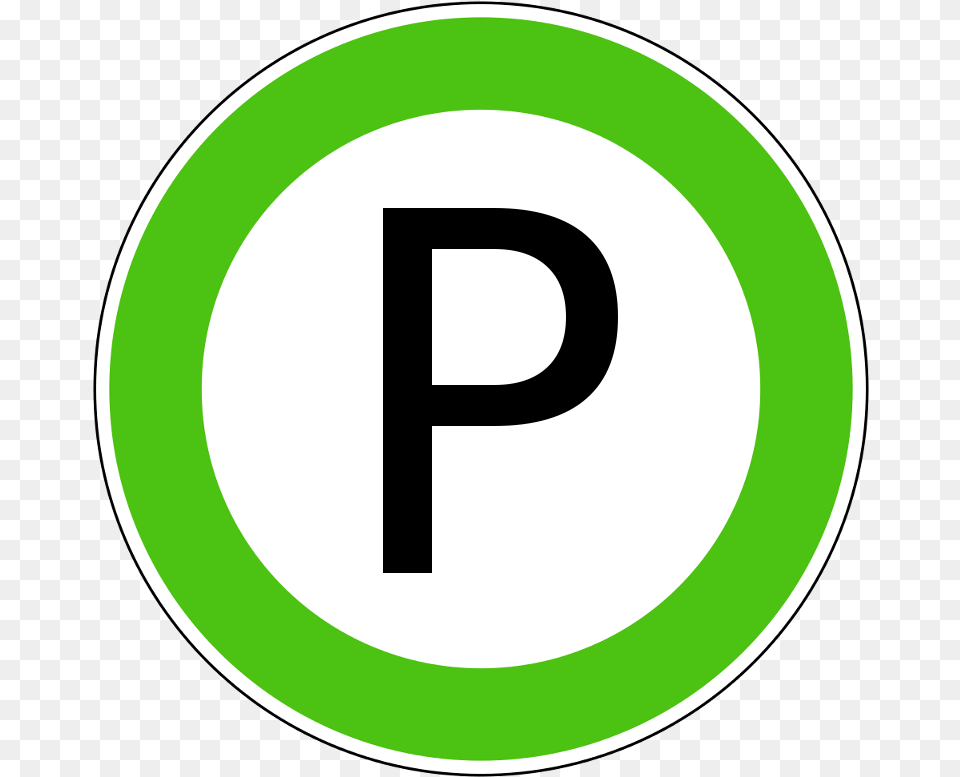 Green Parking Sign, Symbol, Disk, Text, Number Free Png Download