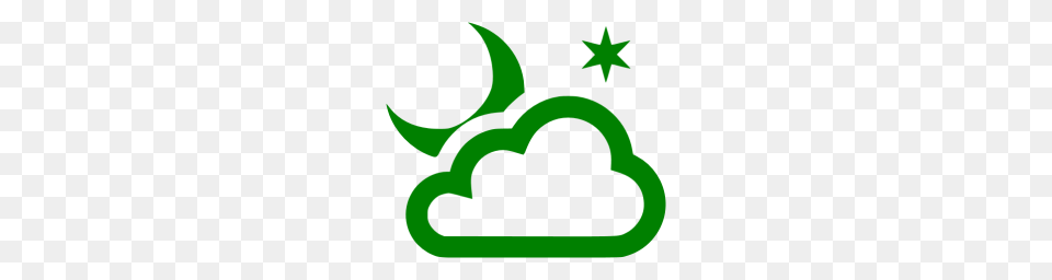 Green Partly Cloudy Night Icon Png Image