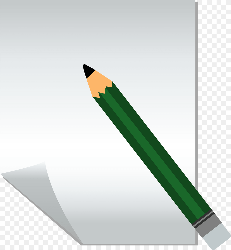 Green Pencil And Paper Clipart Png Image