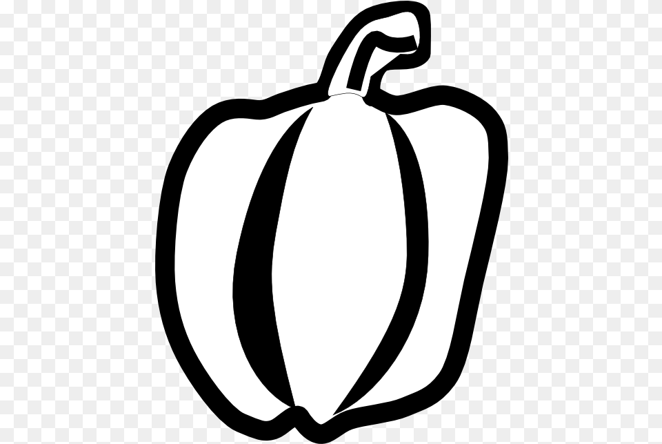 Green Pepper Line Art Clipart I2clipart Royalty Capsicum Black And White, Produce, Food, Pumpkin, Vegetable Free Png Download