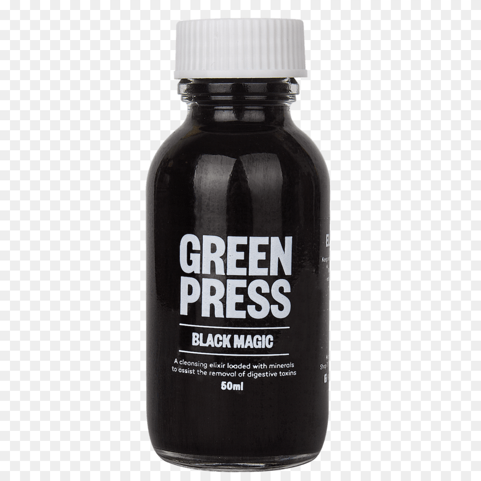 Green Press Black Magic Activated Charcoal, Bottle, Food, Seasoning, Syrup Free Png Download