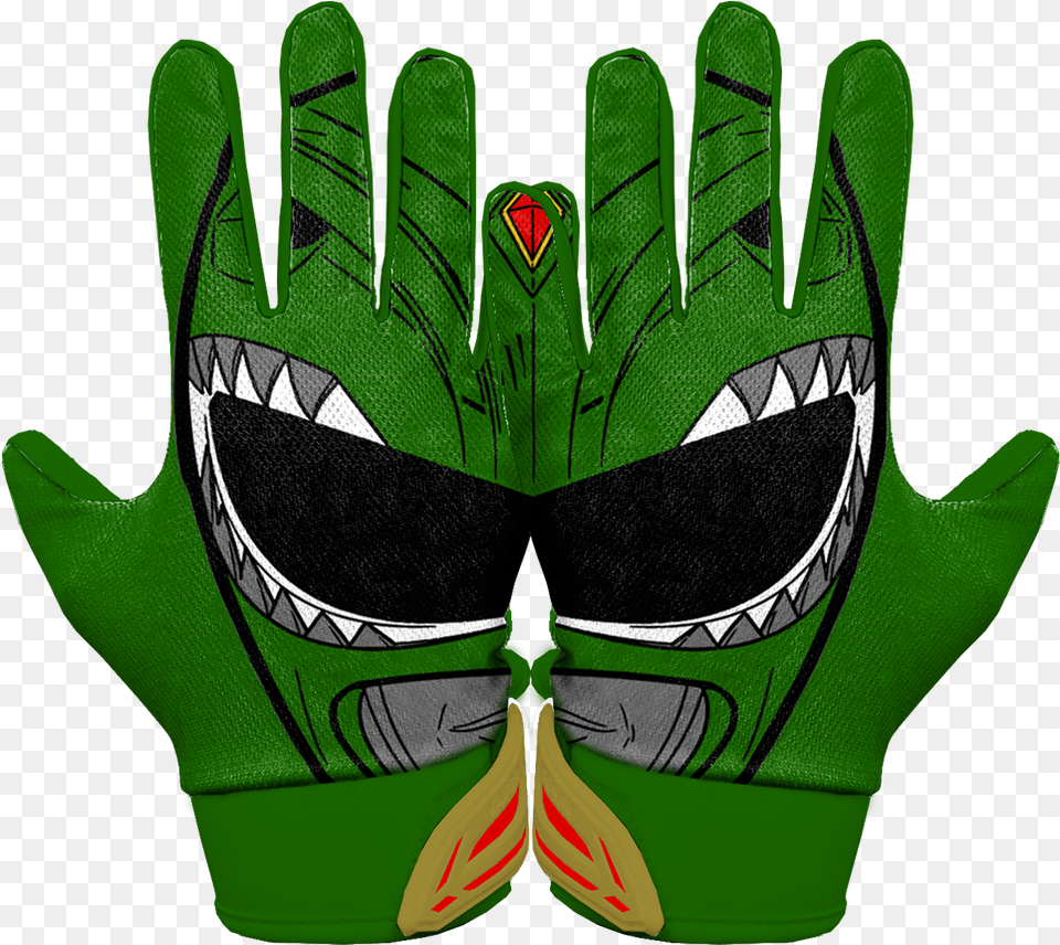Green Ranger Football Gloves Power Rangers Football Gloves, Baseball, Baseball Glove, Clothing, Glove Free Png