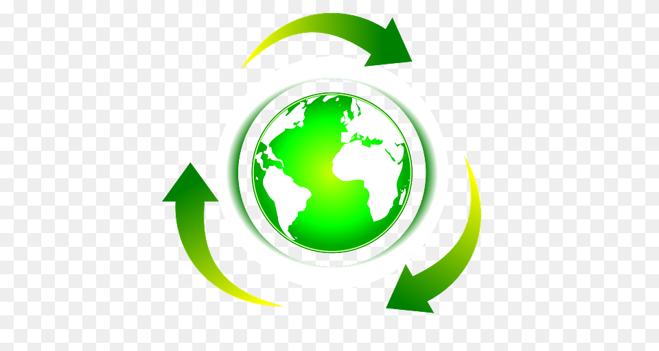 Green Recycling Logo With Earth, Recycling Symbol, Symbol, Disk Png