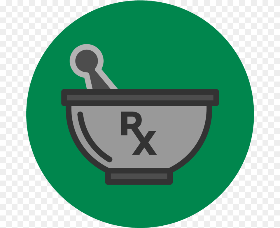Green Relief Rx Mortar And Pestle Icon, Cannon, Weapon, Disk Png