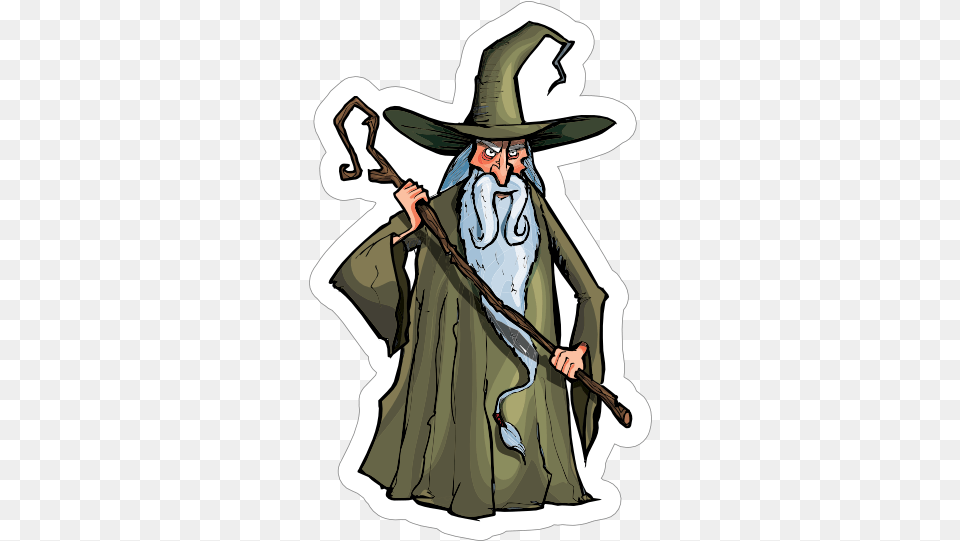 Green Robed Wizard Sticker Wizard, Clothing, Costume, Person, Adult Free Png
