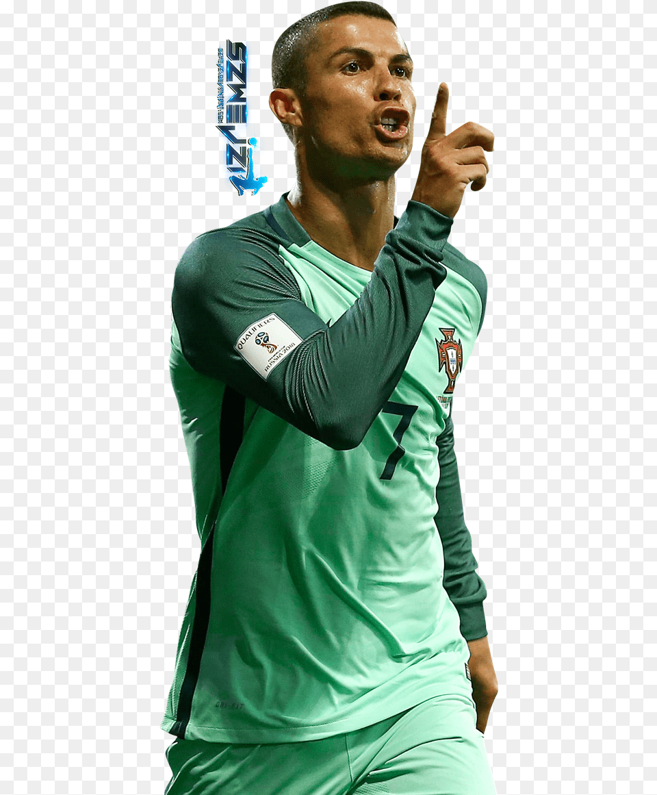 Green Ronaldo Portugal Jersey, Shirt, Person, Head, Hand Free Transparent Png