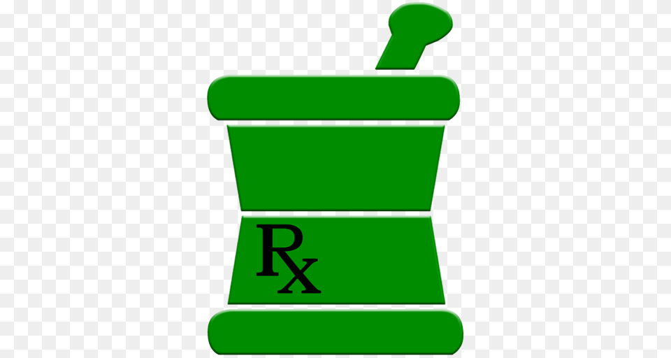 Green Rx Mortar Pestle Logo Clipart Symbol, Text, Recycling Symbol, Mailbox Png Image