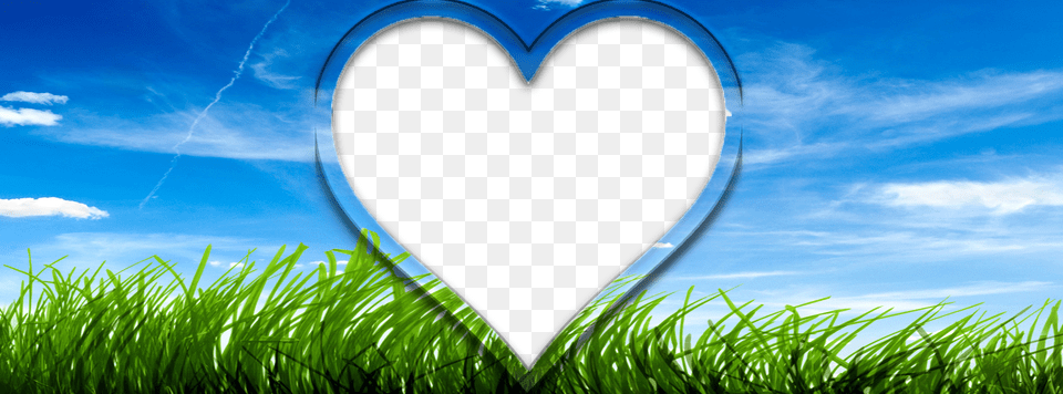 Green Screen Heart Frame Hearts Frame Blue, Grass, Plant Free Png Download
