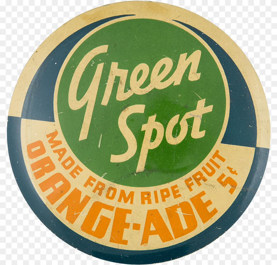 Green Spot Orange Ade Advertising Button Museum Circle, Badge, Logo, Symbol, Road Sign Free Transparent Png
