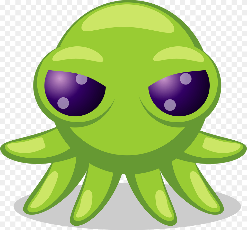 Green Staring Eyes Octopus Face Clipart, Alien Png