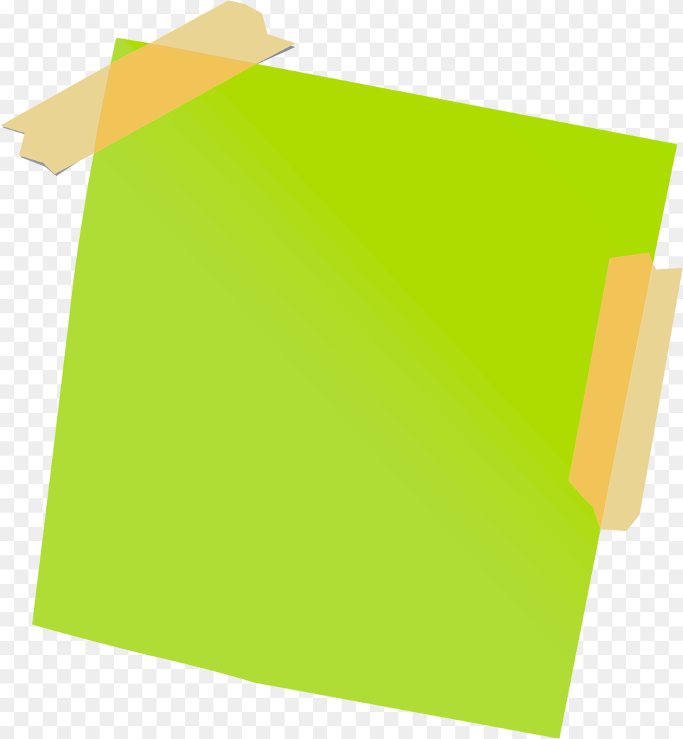 Green Sticky Note With Tape, Text Png