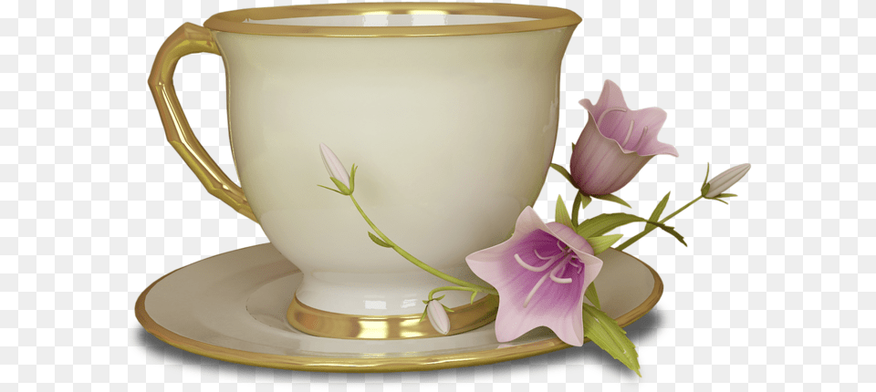 Green Tea Cupcake Teacup Clip Art Tea Cup No Background, Saucer, Flower, Flower Arrangement, Plant Png Image