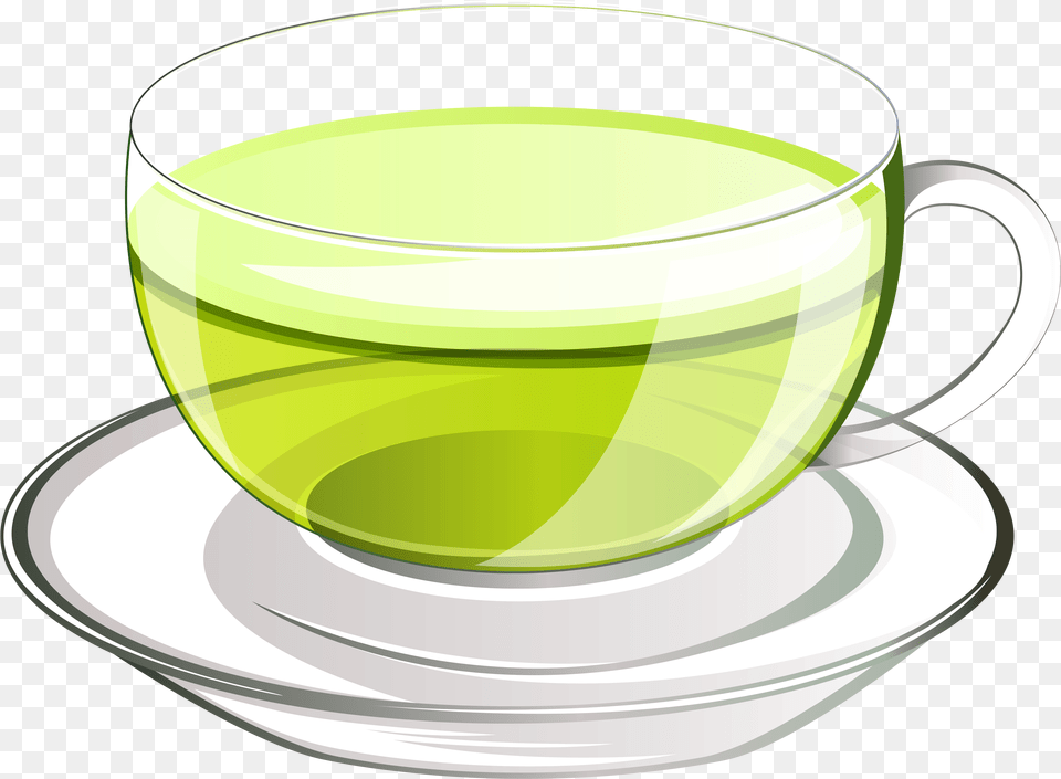 Green Tea Vector, Beverage, Green Tea, Saucer, Cup Png Image