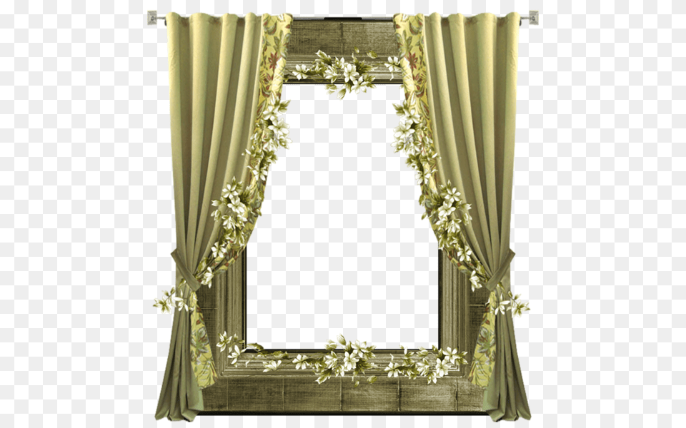 Green Frame, Flower, Flower Arrangement, Plant, Curtain Free Transparent Png