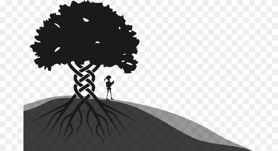 Green Tree Silhouette, Art, Person, Plant, Root Free Transparent Png
